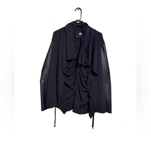 🖤 Studio Y Faux Leather Sleeve Cardigan XL Gothic Boho Draped Jacket 🖤